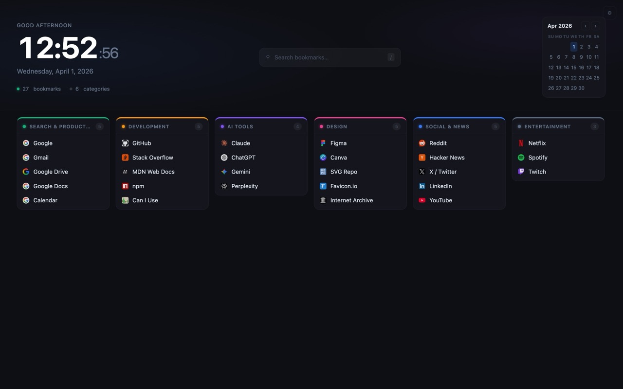 StartDock dashboard screenshot